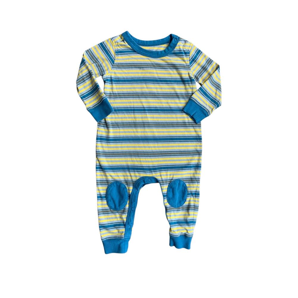 Tea Collection Striped Cotton Romper with Reinforced Knees